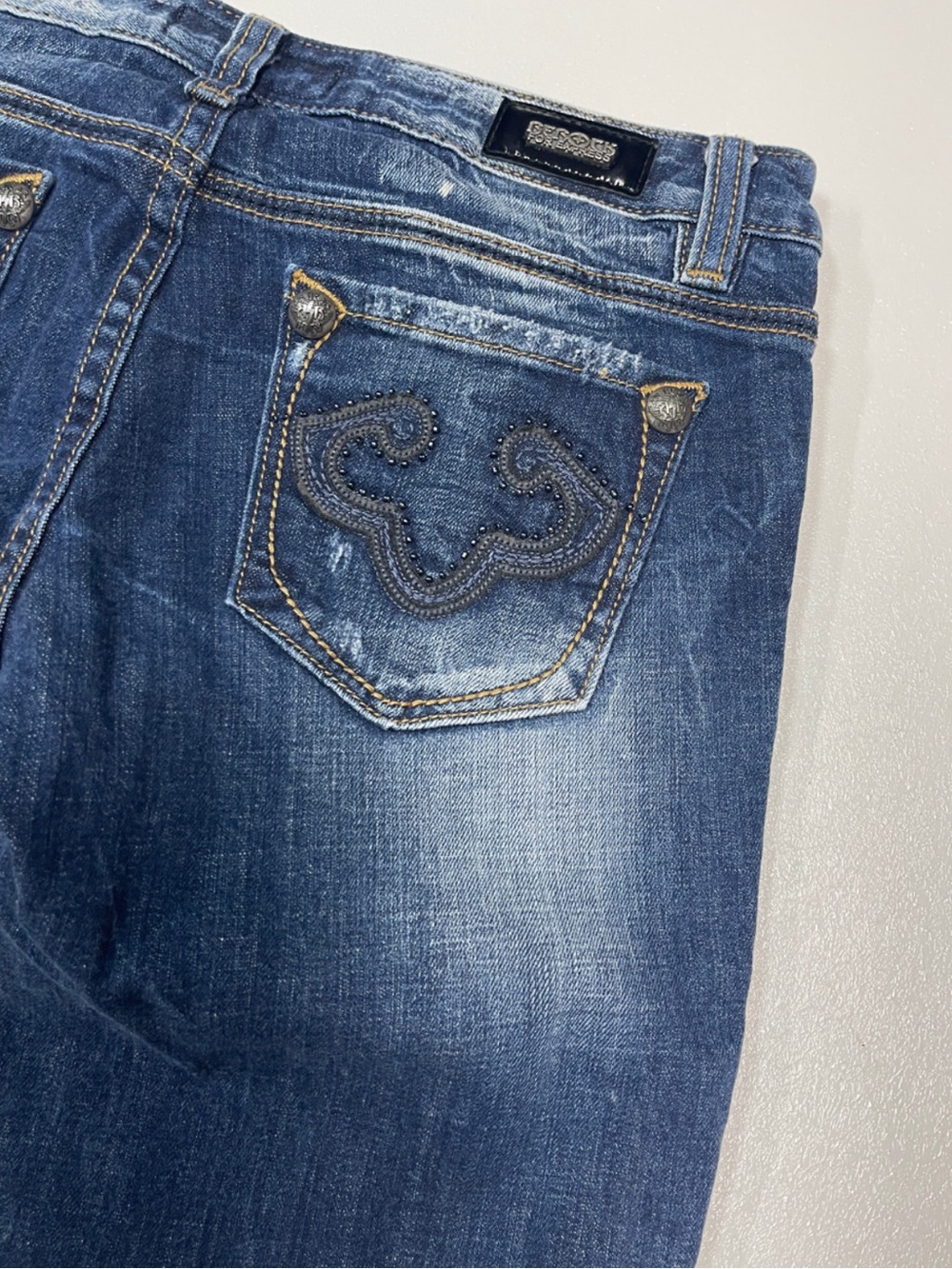 ReRock For Express Y2K Cotton Distressed Skinny Blue Denim Jeans Women’s Size 4 - Picture 7 of 12